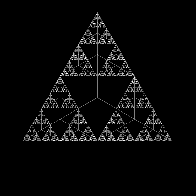 A recursive fractal tree growing branch by branch, splitting at each iteration